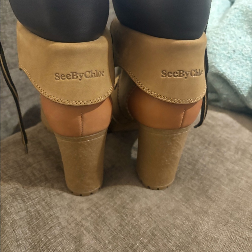 See By Chloé Heeled Lace-Up Boots Tan/Brown Size 9 — Unworn - Picture 4 of 9